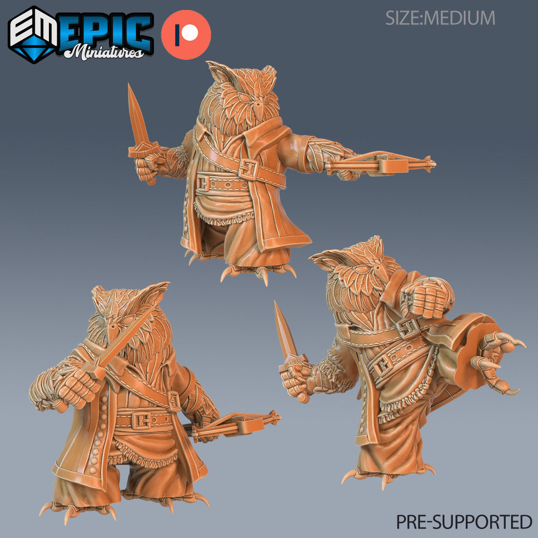 Resin miniatures by Epic Miniatures. Three anthropomorphic owl options.
